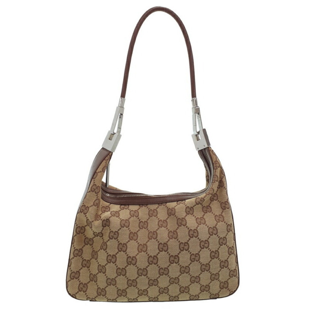 Gucci Monogram GG Clasp Hobo bag brown beige canvas